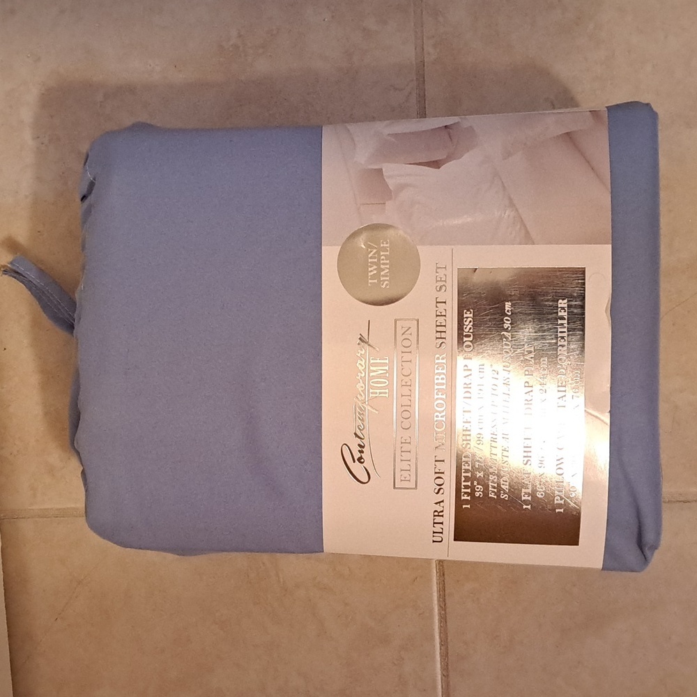 ✨️NWT✨️ Contemporary Home Elite Collection Blue Microfiber Sheet Set - TWIN